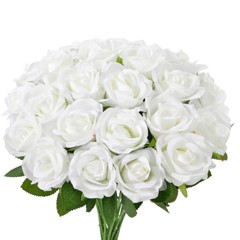 Artificial Velvet Silk Roses — 50 pcs, White or Burgundy