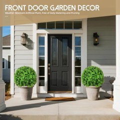 Artificial Topiary Ball Trees — Green-Boxwood, 2-Pack, 25.6 in
