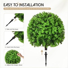 Artificial Topiary Ball Trees — Green-Boxwood, 2-Pack, 25.6 in