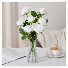 Artificial Velvet Silk Roses — 50 pcs, White or Burgundy